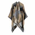 Casaco feminino de inverno lenço wrap reversível poncho capa cardigã tricotado